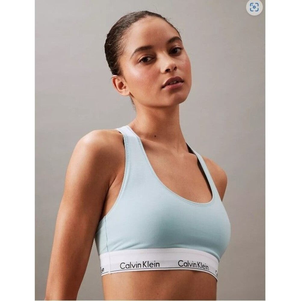 Calvin Klein Womens Sz S Modern Cotton Racerback Bralette Iceland Blue Lounge